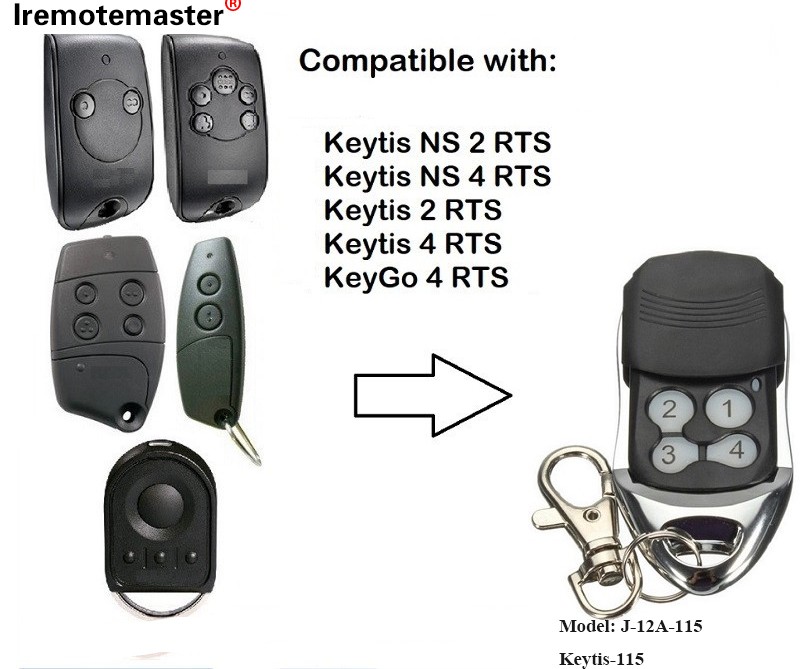 Keytis NS 2 RTS Keytis සඳහා NS 4 RTS ගරාජ් දොර දුරස්ථ පාලකය 433.42MHz